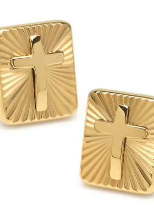 Radiant Cross Gold Sterling Silver Cufflinks