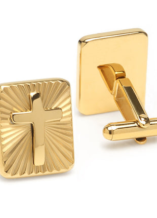 Radiant Cross Gold Stainless Steel Cufflinks