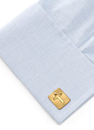 Radiant Cross Gold Stainless Steel Cufflinks