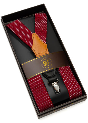 Maroon Dot Convertible Suspenders