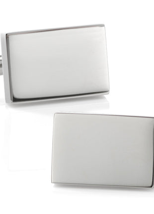 Engravable Rectangle Cufflinks and Tie Bar Gift Set