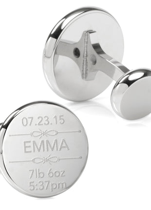 Birth Details Custom Photo Engravable Cufflinks