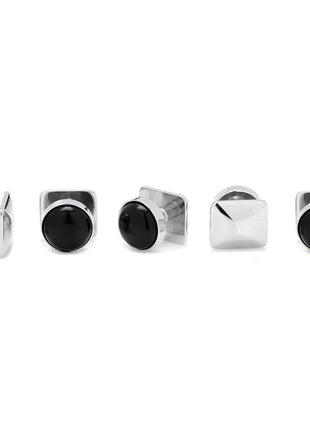 Mixed Pave Crystal and Onyx 5-Stud Set