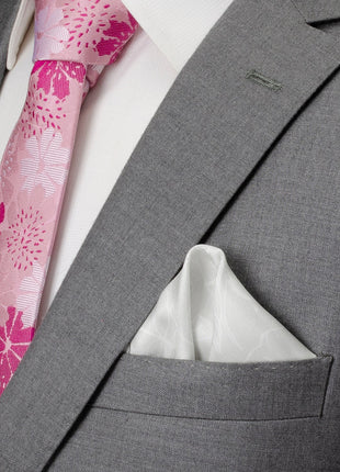 Soft Floral Gray Silk Men's Pocket Square