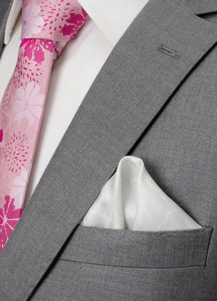 Soft Floral Gray Silk Men's Pocket Square