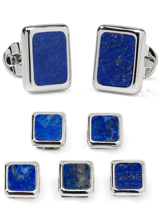 Sterling Silver and Lapis JFK Presidential 5-Stud Set