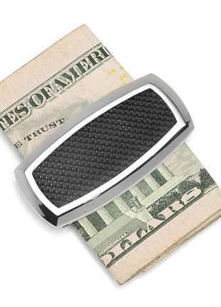Stainless Steel Inlaid Black Carbon Fiber Money Clip