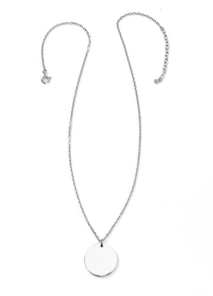 Stainless Steel Engravable Round Pendant Women's Necklace