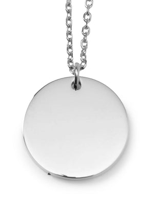 Stainless Steel Engravable Round Pendant Women's Necklace
