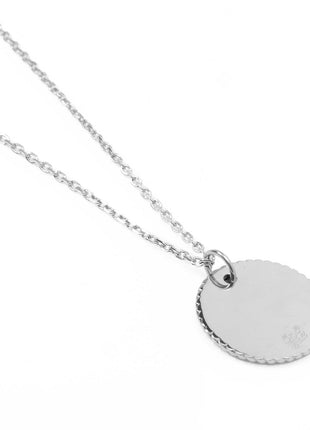 Stainless Steel Engravable Round Rope Edge Pendant Women's Box Chain Necklace