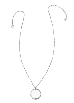 Stainless Steel Engravable Round Rope Edge Pendant Women's Box Chain Necklace