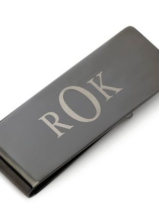 Stainless Steel Gunmetal Engravable Money Clip
