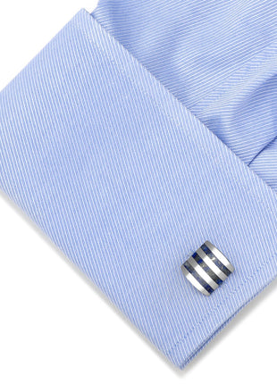 Stainless Steel Striped Lapis Cufflinks