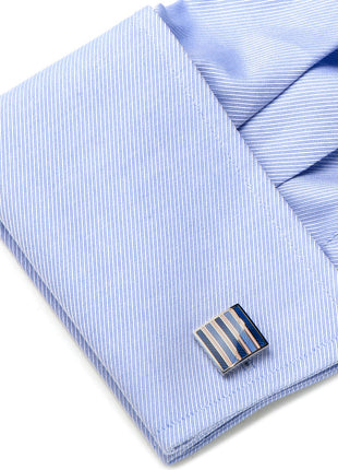 Pink and Navy Striped Square Cufflinks