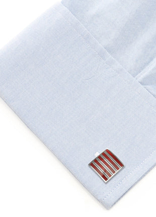 Red and Gray Striped Square Cufflinks