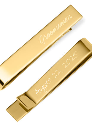 Wedding Title Engravable Gold Tie Bar