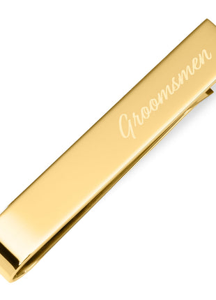 Wedding Title Engravable Gold Tie Bar