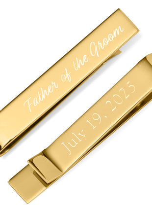 Wedding Title Engravable Gold Tie Bar