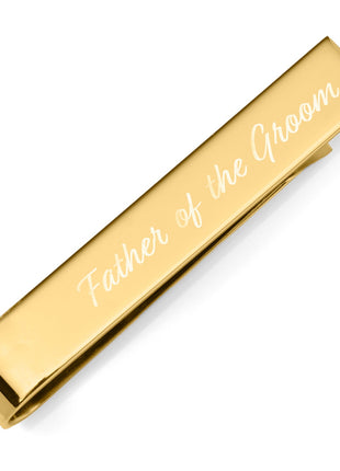 Wedding Title Engravable Gold Tie Bar