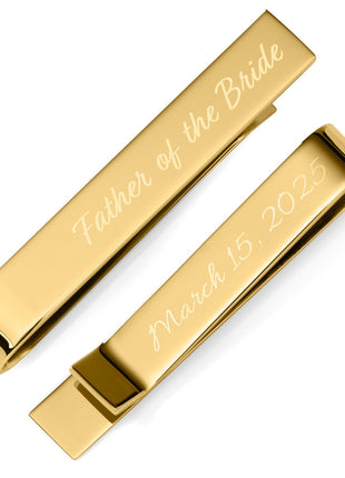 Wedding Title Engravable Gold Tie Bar