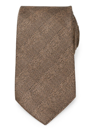 Tan Tweed Striped Linen Men's Tie