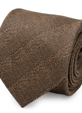 Tan Tweed Striped Linen Men's Tie