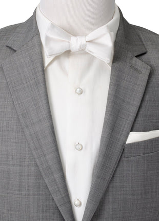 White Silk Self Bow Tie
