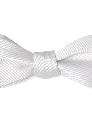 White Silk Self Bow Tie