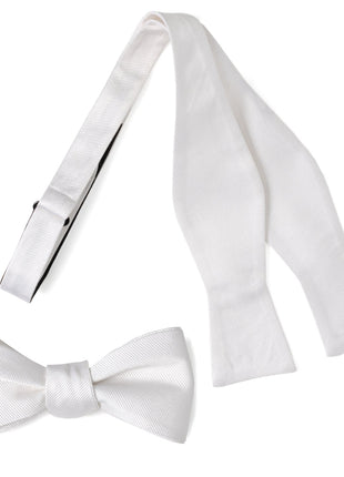 White Silk Self Bow Tie