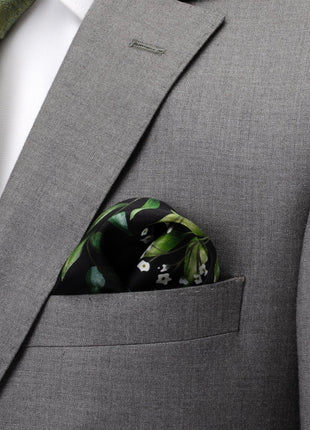 Leaf Watercolor Black Pocket Square