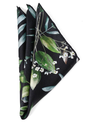 Leaf Watercolor Black Pocket Square