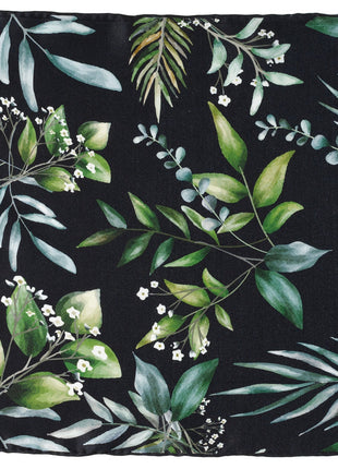 Leaf Watercolor Black Pocket Square