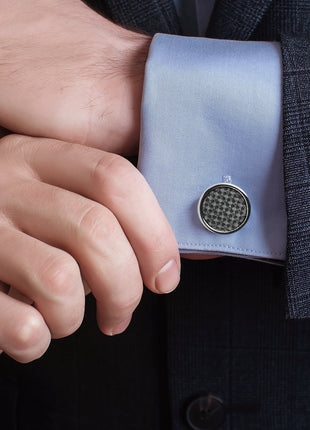 Woven Metal Black Cufflinks