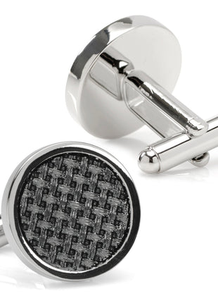 Woven Metal Black Cufflinks