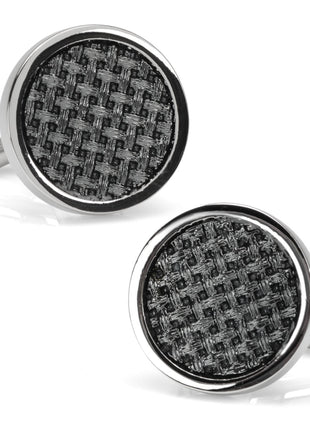 Woven Metal Black Cufflinks
