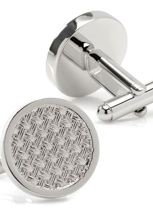 Woven Metal Silver Cufflinks