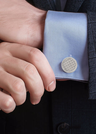 Woven Metal Silver Cufflinks