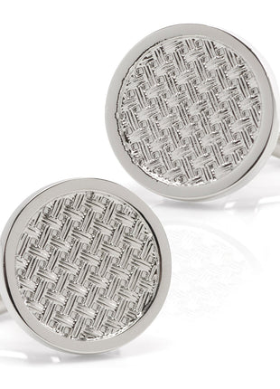 Woven Metal Silver Cufflinks