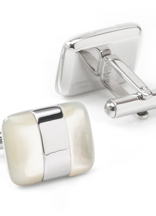 Silver Wrapped White Mother of Pearl Cufflinks