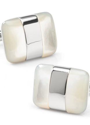 Silver Wrapped White Mother of Pearl Cufflinks