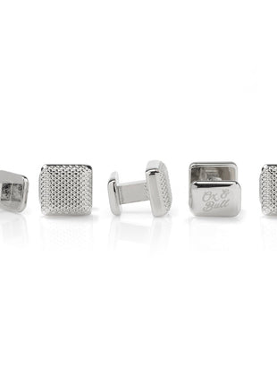 Silver Textured Square Studs