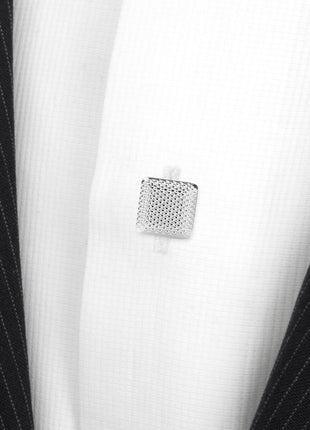 Silver Textured Square Studs