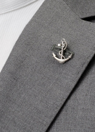 Anchor Sterling Silver 3D Lapel Pin