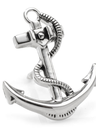 Anchor Sterling Silver 3D Lapel Pin