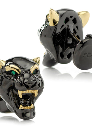 Sterling Silver Black and 14K Gold Vermeil Panther Cufflinks