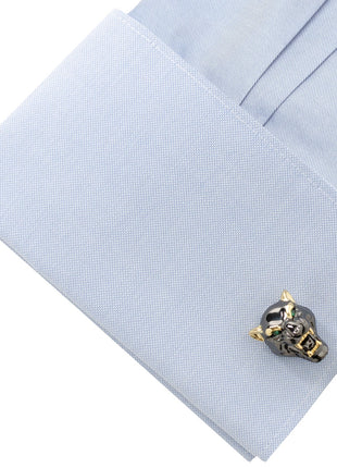 Sterling Silver Black and 14K Gold Vermeil Panther Cufflinks
