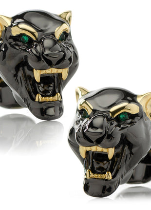 Sterling Silver Black and 14K Gold Vermeil Panther Cufflinks