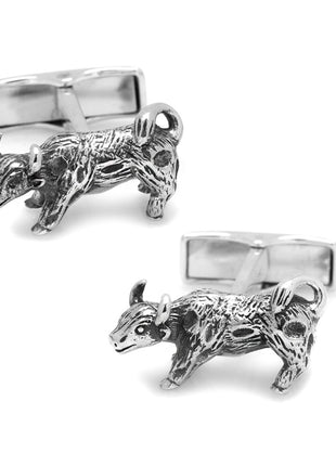 Sterling Silver Bull Cufflinks