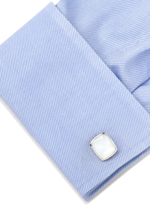 Sterling Silver Classic Cushion Mother of Pearl Cufflinks