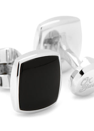 Sterling Silver Classic Cushion Onyx Cufflinks